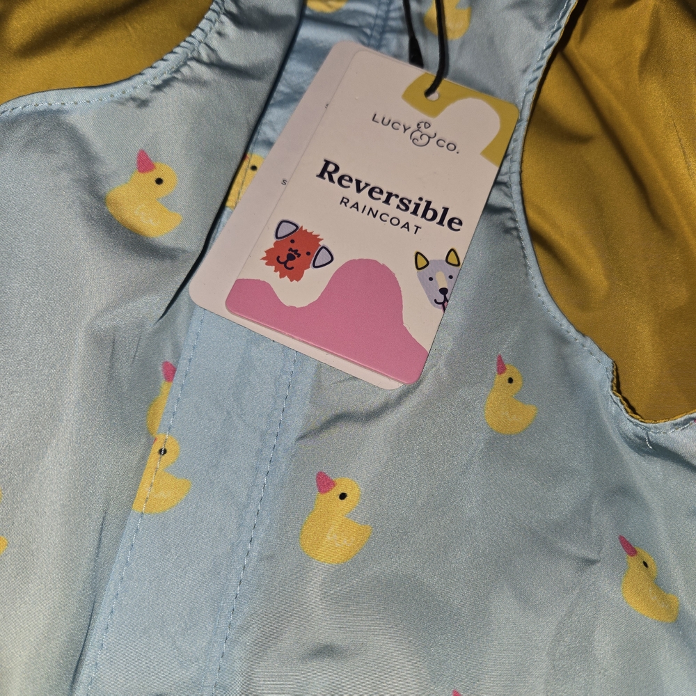 Lucky Ducky Reversible Raincoat for dogs by Lucy & Co Size L NWT - Picture 2 of 8